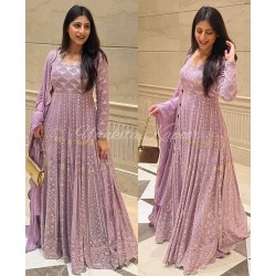 Sequence work designer gown dupatta set